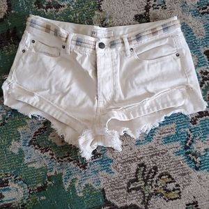 Free People white denim cutoff shorts